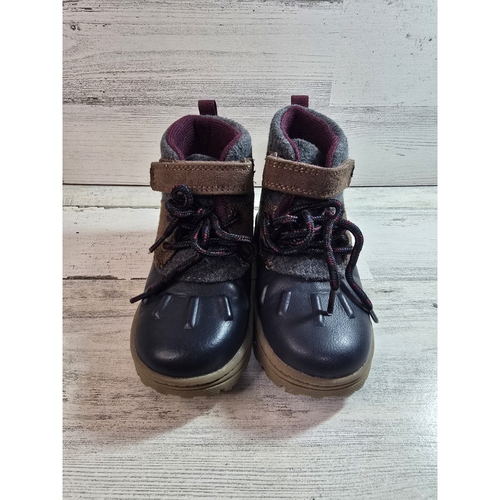 Carters Toddler Boys Navy Grey Brown Duck Boots Winter Shoes Size 8